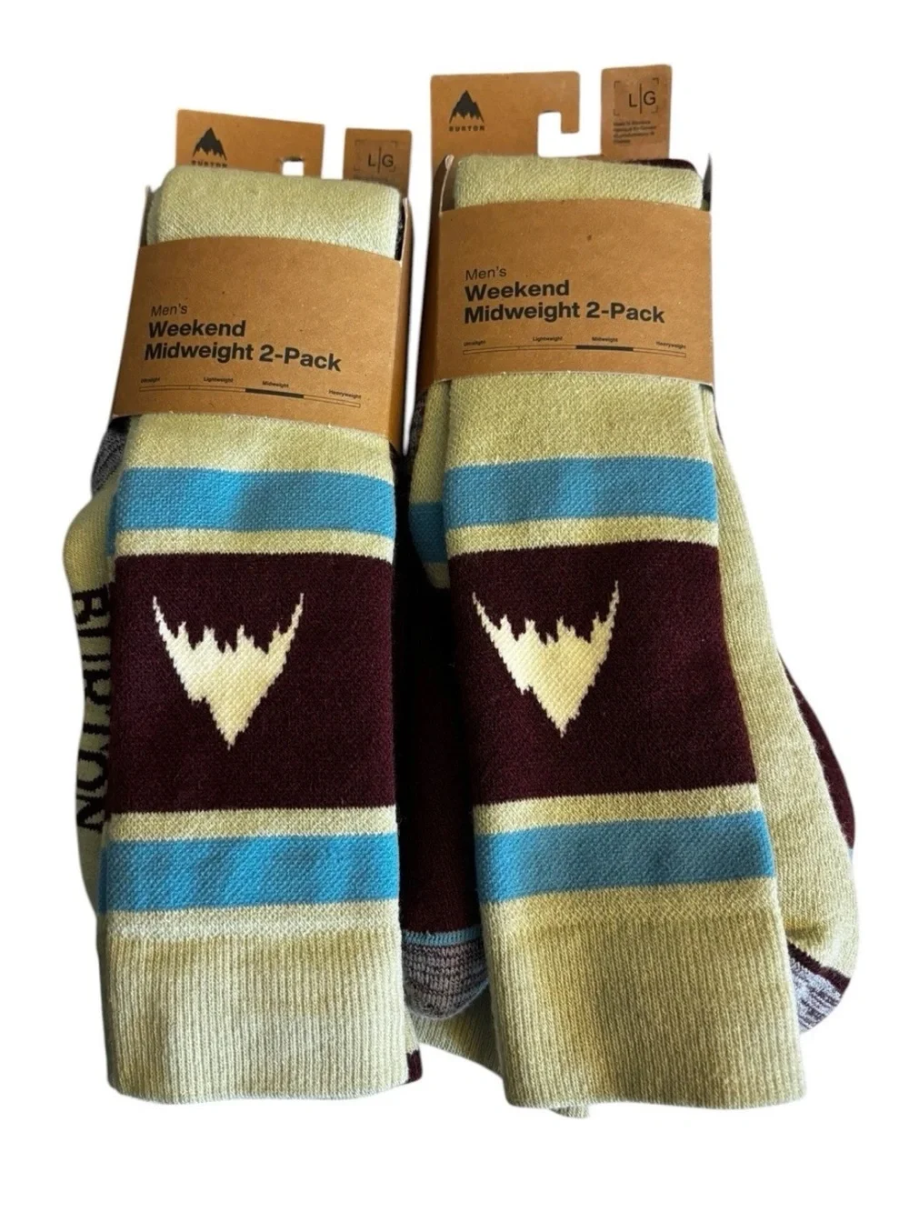 NEW Men's Burton Weekend Midweight Ski Socks FOUR PAIR Size Large L 10.5 - 13.5